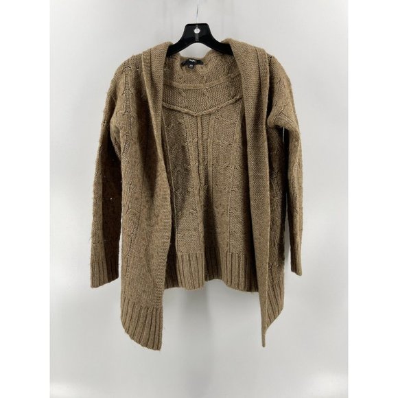 Mossimo Women's Brown Wool Blend Drape Front Open Cardigan Knit Sweater Size XS - Picture 2 of 10